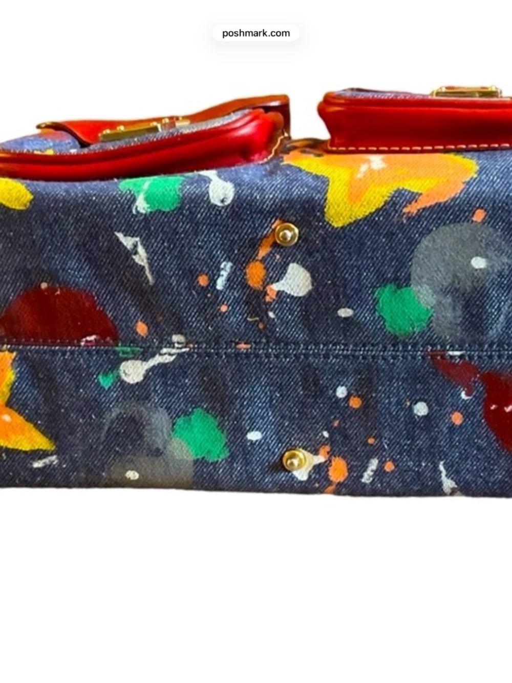 Dooney and Bourke Graffiti Denim and Leather Satchel Bag